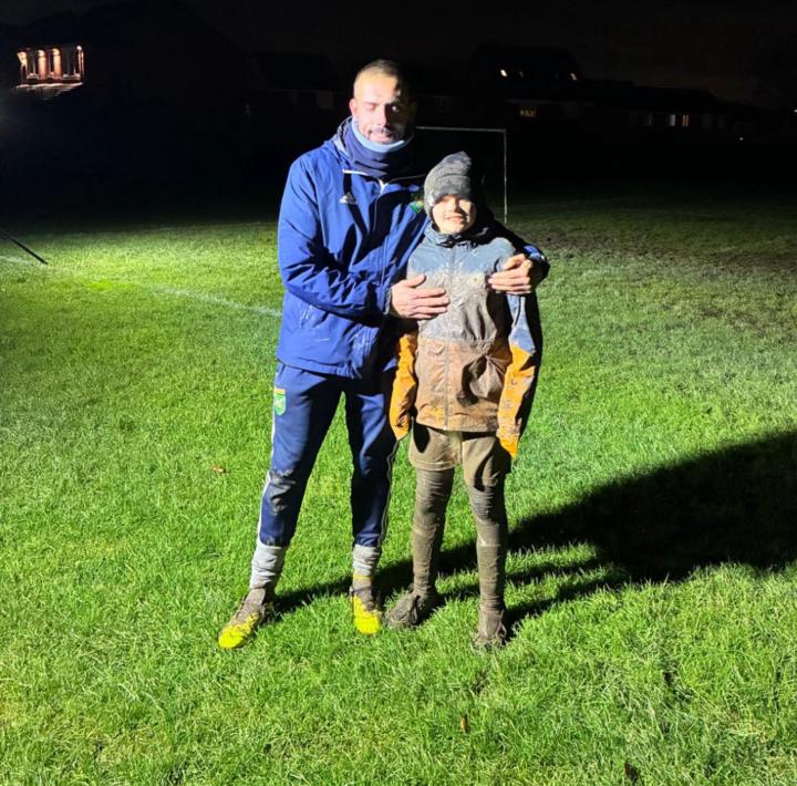 1st training session back last night after a fracture sidelined my lad for 8 week..in the mud!! 