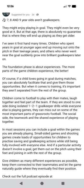 Are 7, 8, 9 year olds goalkeepers?