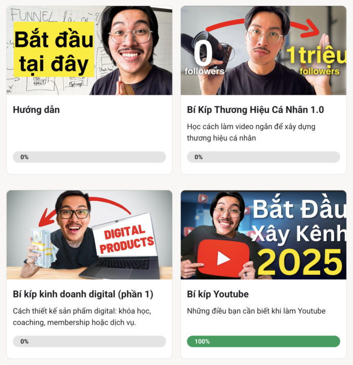 Các khóa học miễn phí 👋