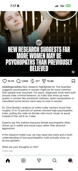 1-1 male to female psychopaths…