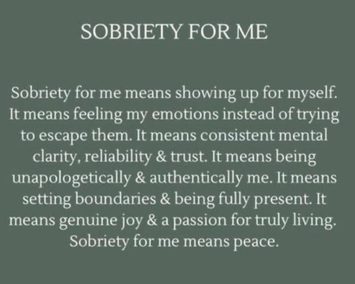 Sobriety for me