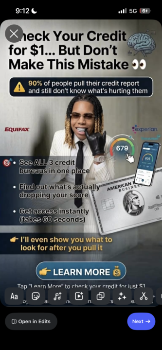For just $1, you can:  ✔️ Check all 3 bureaus