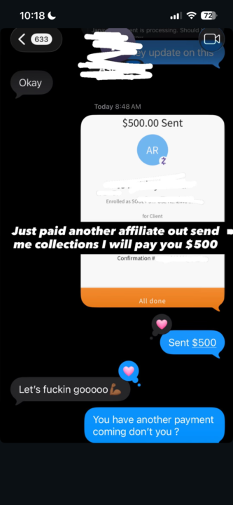Another payout for affiliate 
