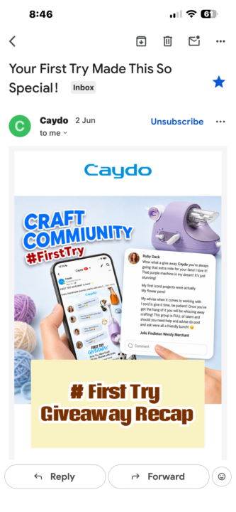 An email from Caydo 