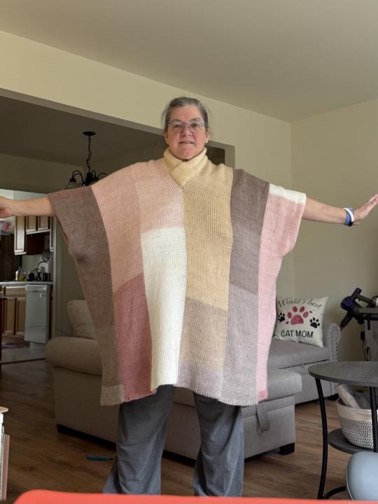 Color Block Poncho