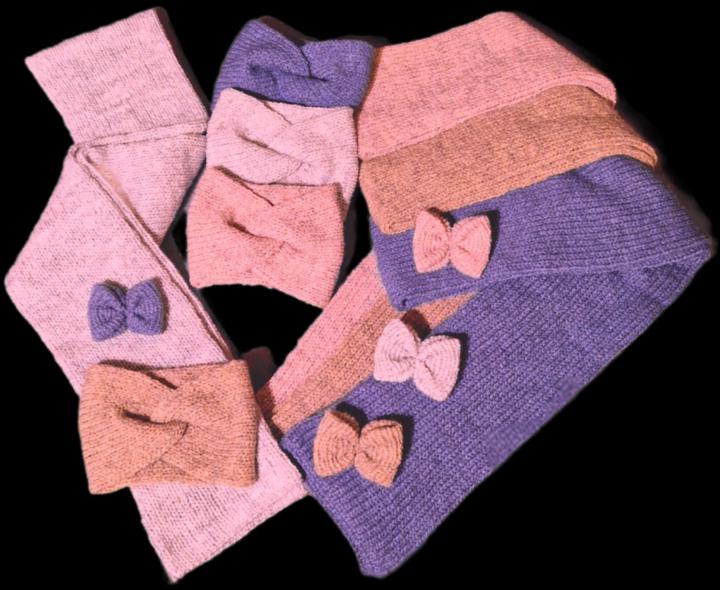 Scarf, headband and bow hair tie set.