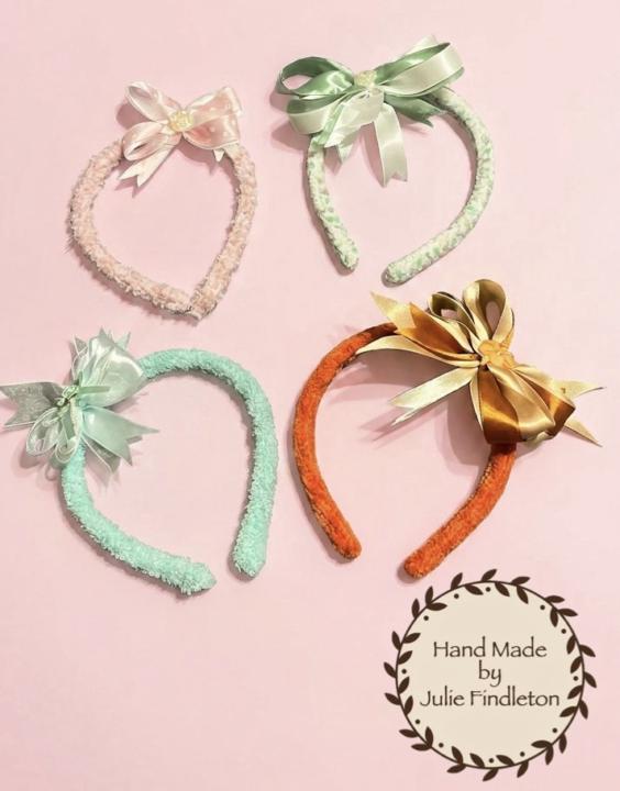 Icord headbands with satin ribbon bows