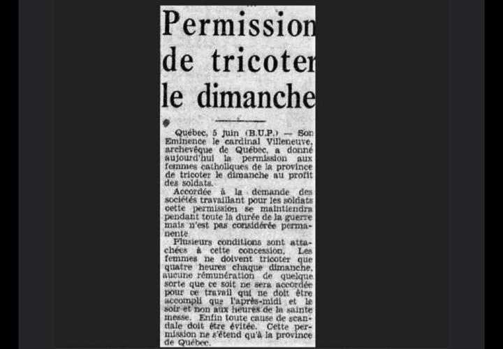 Le tricot avant 1941 n'était pas un droit. -Knitting before 1941 was not a right