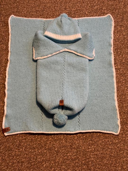 Blue baby sleep pram buggy set