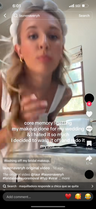 Who saw the viral TikTok of the bride who wiped her makeup off?