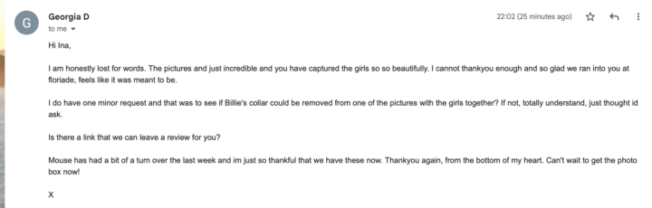 This Email From a Giveaway Client Landed in My Inbox Tonight…