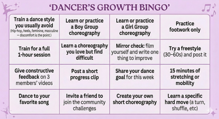 🎯 JANUARY BINGO CHALLENGE: DANCER’S BINGO 🎯
