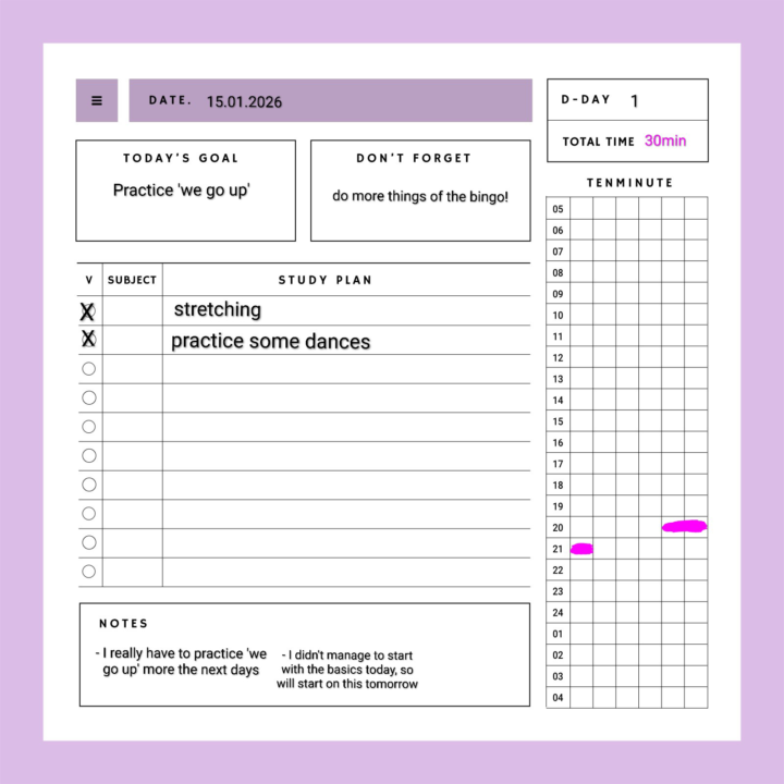 Daily tracker example