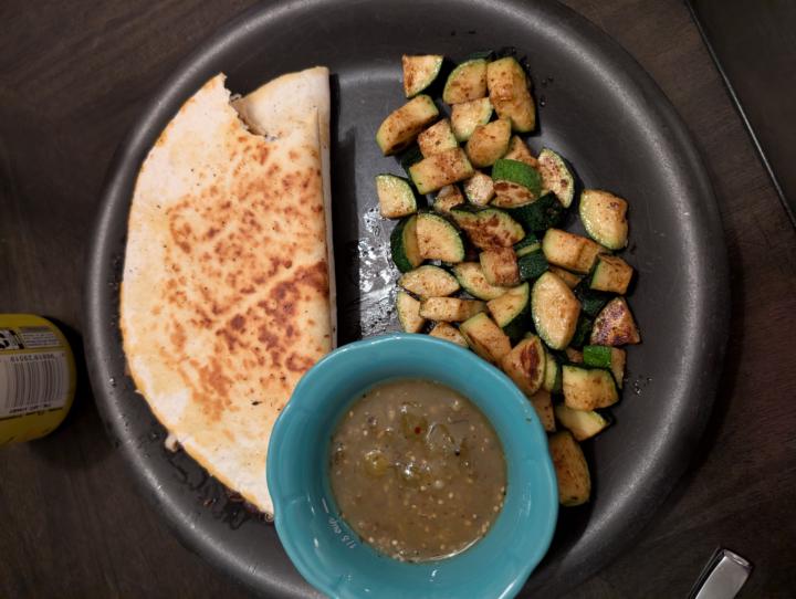 Massage after work, followed by this delicious black bean quesadilla.