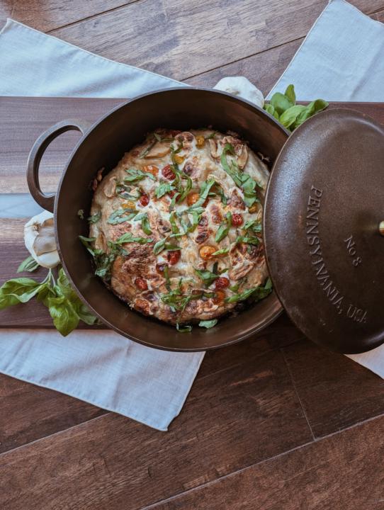 Roasted garlic and tomato focaccia