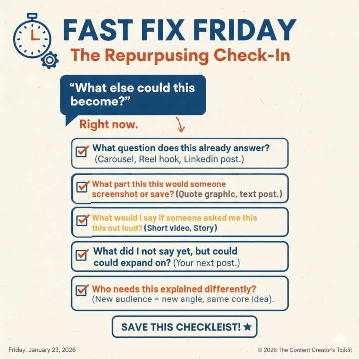 Fast Fix Friday: The Repurposing Check-In