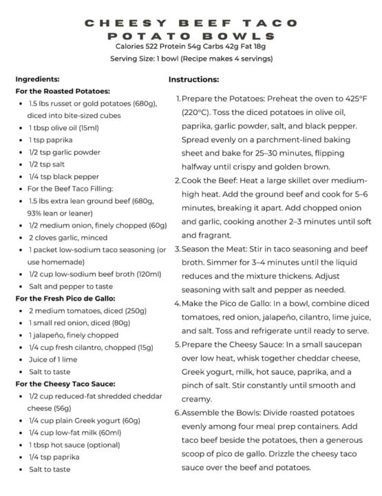 CHEESY BEEF TACO POTATO BOWLS