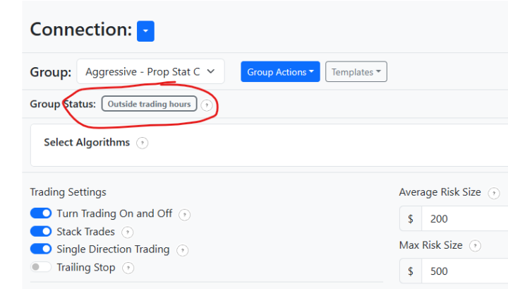 Group Status - outside of trading hours?