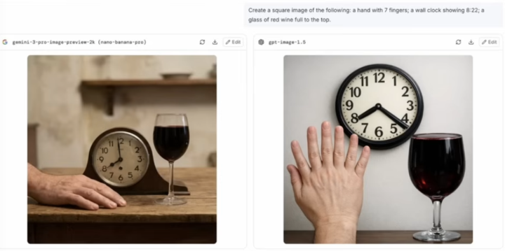 GPT Image 1.5 le gana a Nano Banana Pro en los detalles técnicos