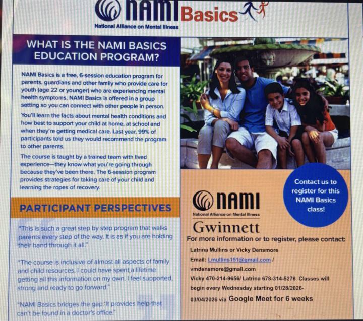 NAMI Basic Parenting Class. Still time to sign up