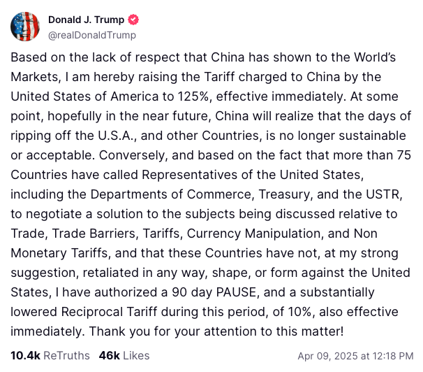 Trump pauses Tariffs... Temporarily! 