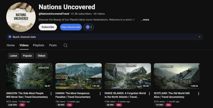 $17,936 in 30 days from a faceless travel channel.
