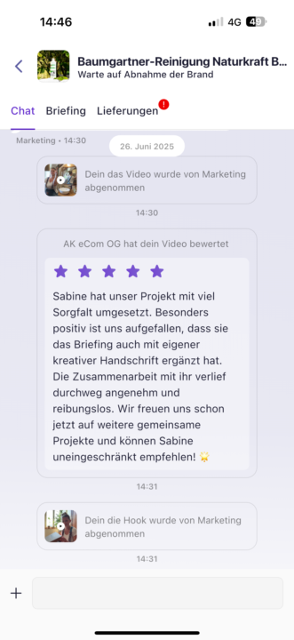 Erste Bewertung auf Speekly