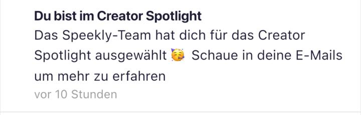 Kein Auftrag aber im Creator Spotlight✨