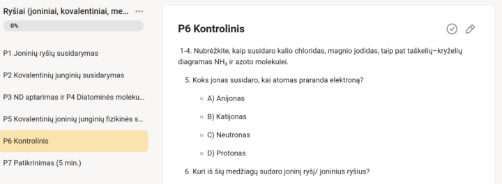 Kontrolinis darbas iš cheminių ryšių