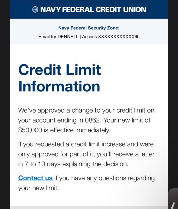 $50K NAVY FED CC (Credit Limit Increase)