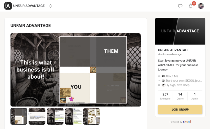 Skool About Page Review — UNFAIR ADVANTAGE