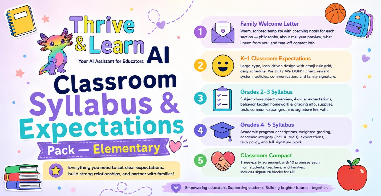 Elementary Classroom Syllabus & Expectations Pack