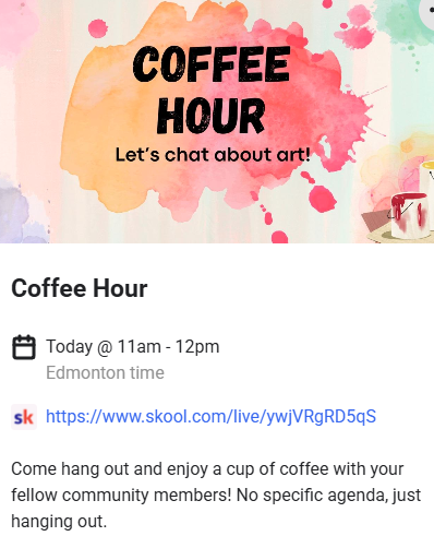 Who's Coming to Coffee Hour at 11am MST today?