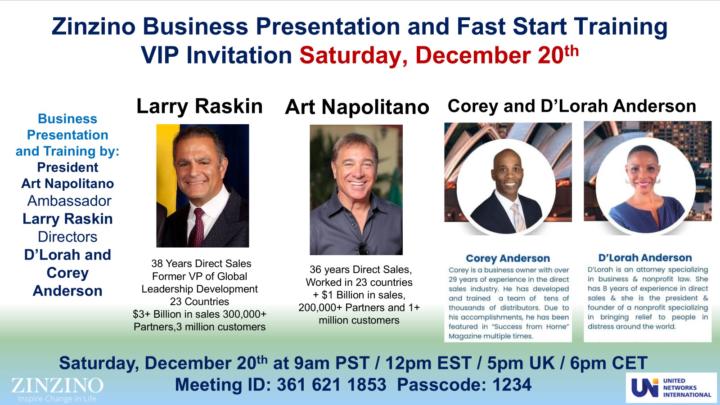 Sat. DEC. 20th Zinzino Showcase and Training Event