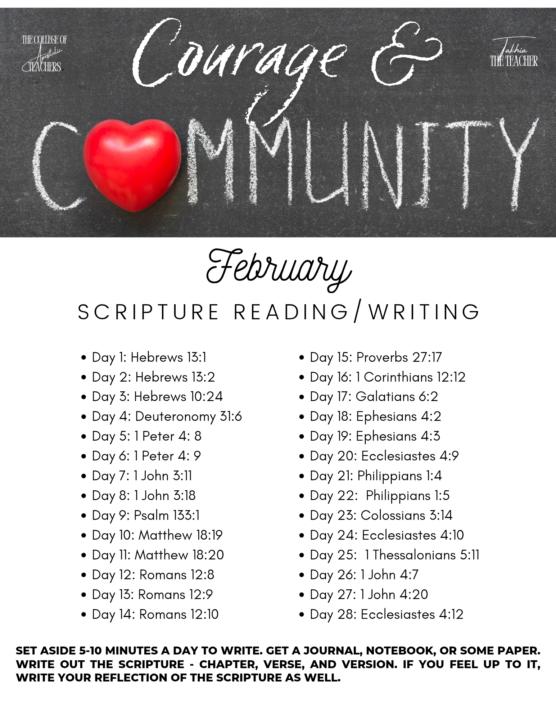 February Scripture Writing