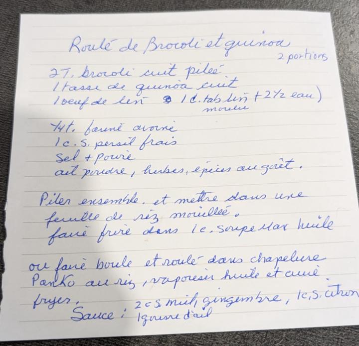 Le roulé brocoli et quinoa de Lorraine