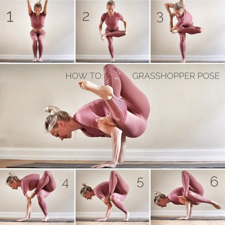 Achieve the ultimate balance with the Grasshopper Pose! 🦗💪 
