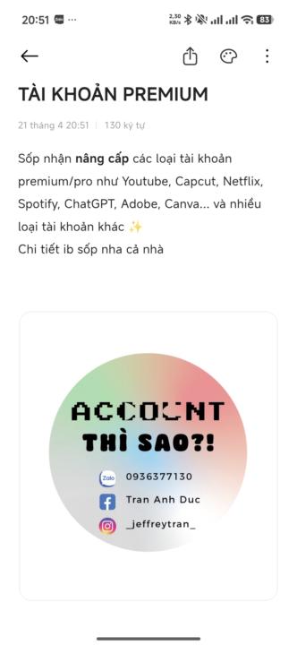 TÀI KHOẢN BẢN QUYỀN