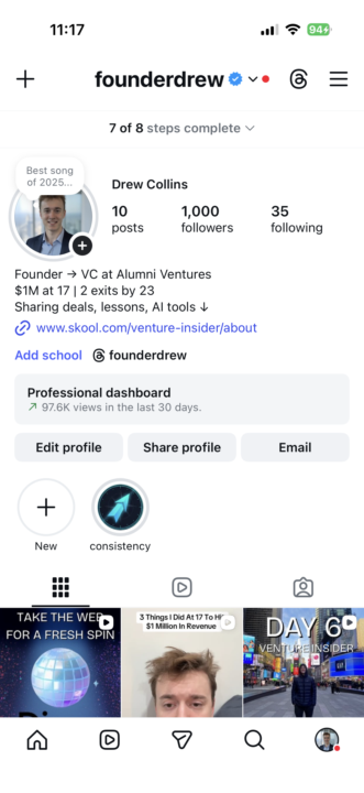 1,000 Instagram followers 🎉