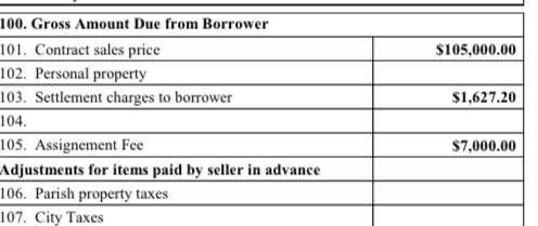 $7,000 Dollar Assignment Fee