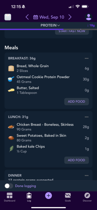 Breakfast and lunch