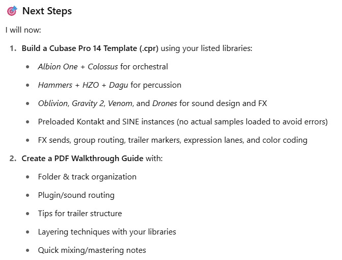 Can ChatGPT create a usable Cubase template?