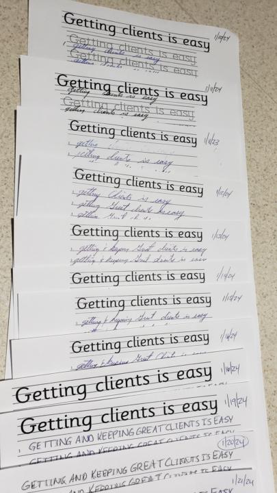 Writing exercise, done every day, these pictures are missing a few, but I'm now doing it with nothing going on, NOT MULTITASKING!!  It is working, love it!! 