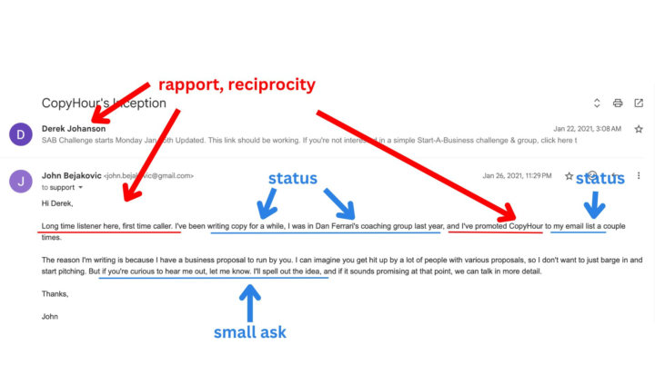 Case study: JV outreach (Derek from CopyHour)