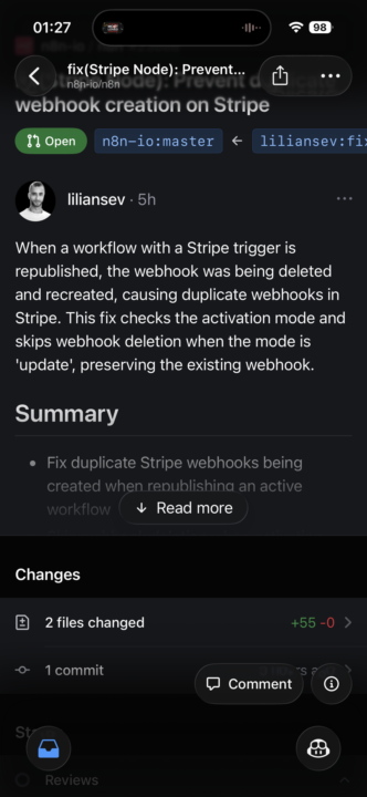 J’ai fait une PR sur le repo de n8n