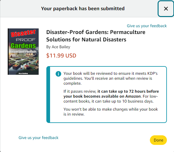 1st Paperback Approved! Thanks DP!