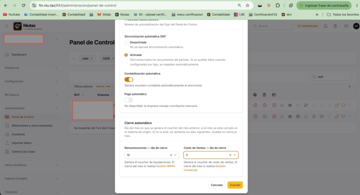 Automatización del cierre de sueldos y costos