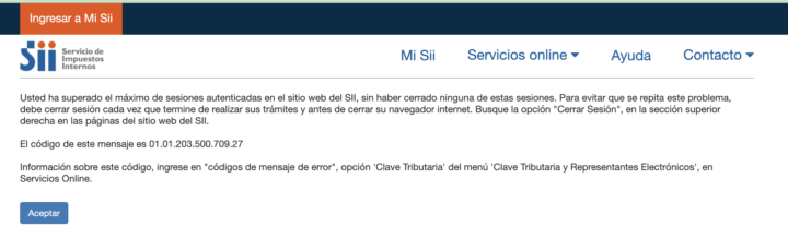 Ha superado el limite de sesiones