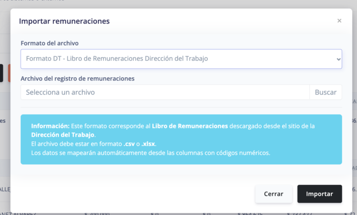 Importador libro de remuneraciones dt para ddjj 1887
