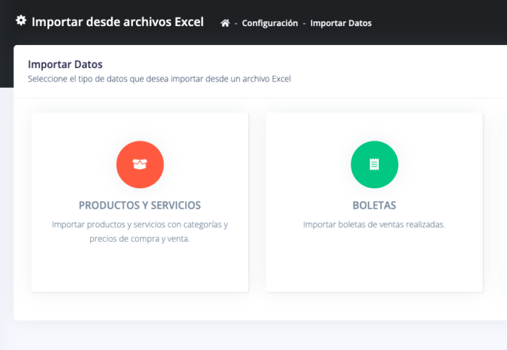 Nuevo menú de importadores